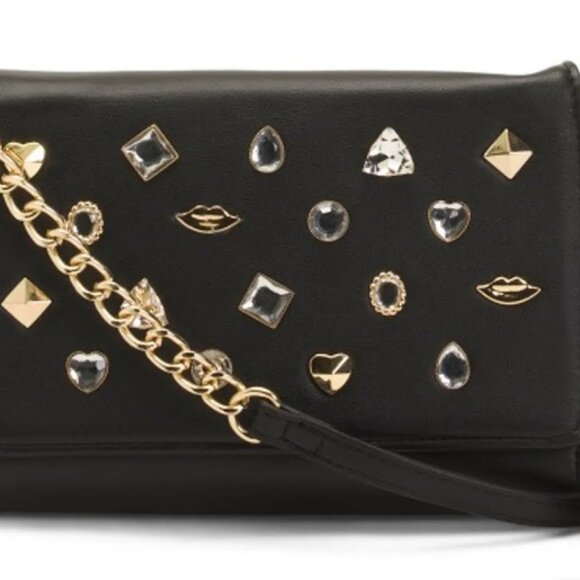 Stunning Betsey Johnson Jewel Accents Black Crossbody/Clutch NWT - Picture 2 of 6